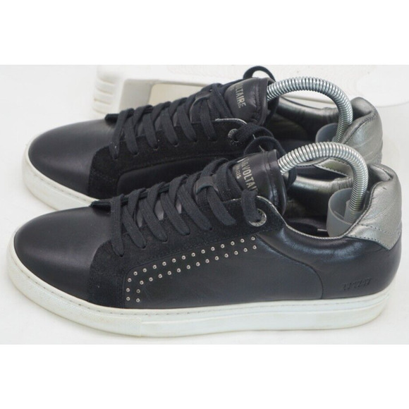 Zadig & Voltaire Paris Zv1747 Studded Leather Low-Top Sneaker Lace Up Black EU38 - Picture 1 of 11